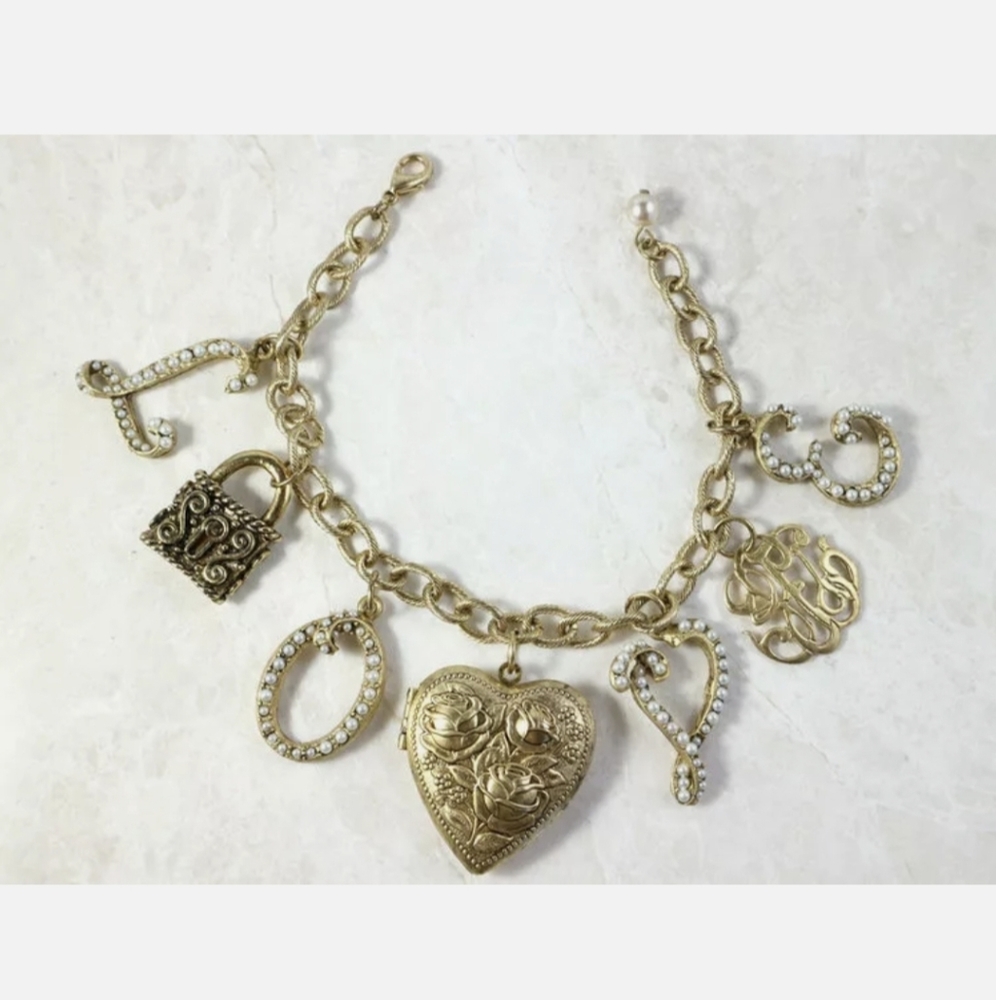 New Miss Ellie NYC Pearl Love Charm Bracelet.